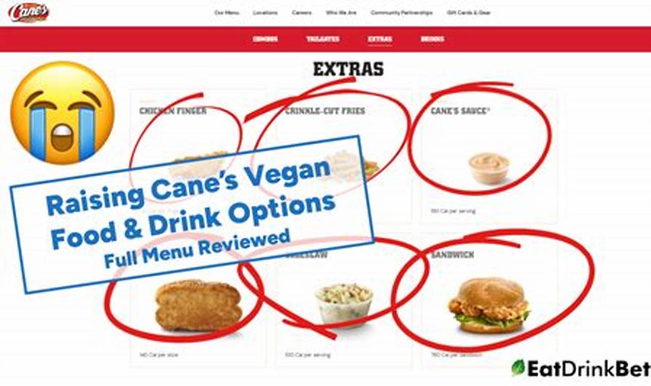 Vegan Guide: The Best Options at Cane's (2024) Discover Delicious Vegan Food, Beauty Swaps, and Zero-Waste Tips for a Greener Life Vegan Guide: The Best Options at Cane's (2024) | Discover Delicious Vegan Food, Beauty Swaps, and Zero-Waste Tips for a Greener Life
